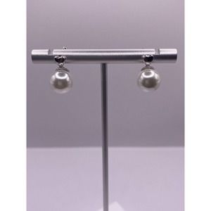 Faux Pearl Heart Sterling Silver Earrings